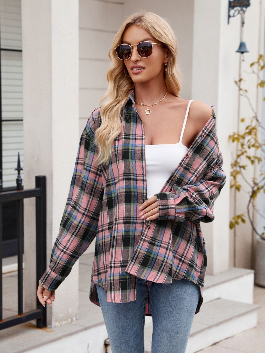 Stephanie - Long-sleeved checkered shirt