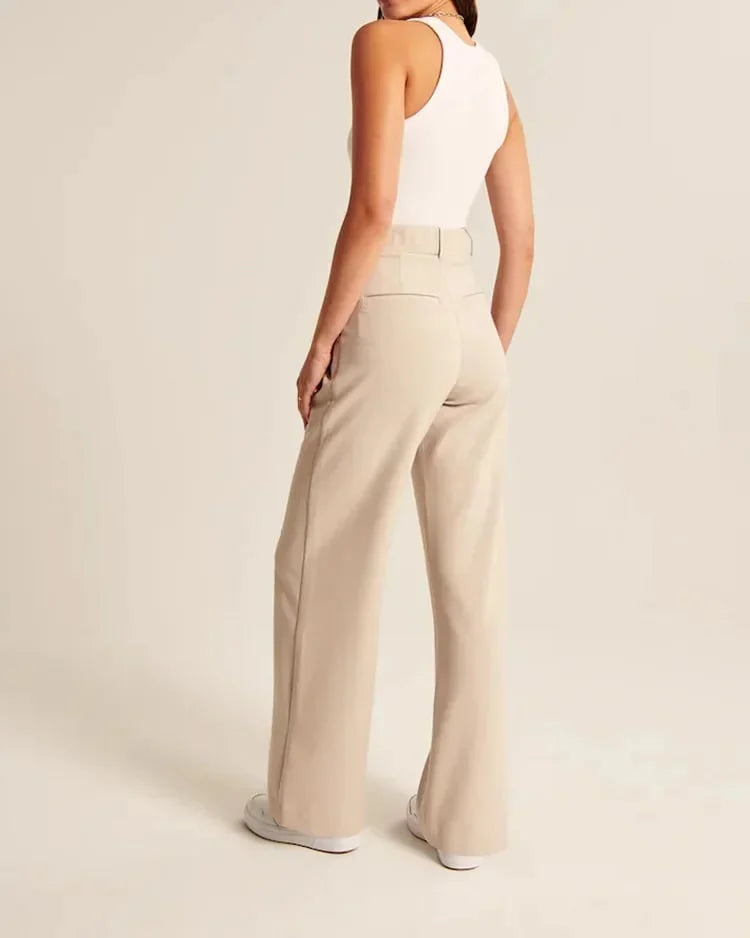 Alexa - Wide-leg palazzo pants with a high waist