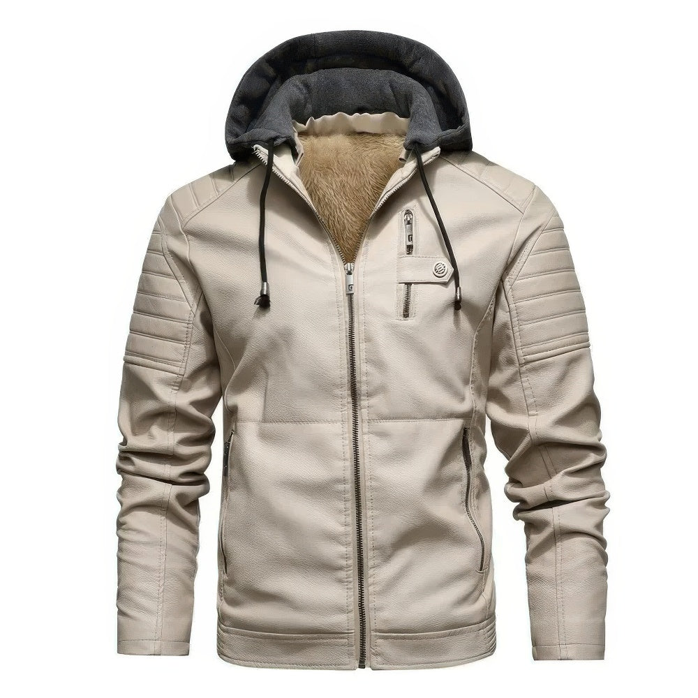 Alden - Winter Coat with Hooded Leather for Men