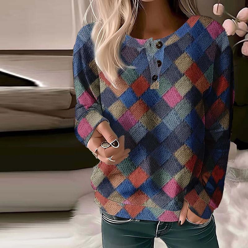 Celeste -  Vintage colorful plaid sweater for women