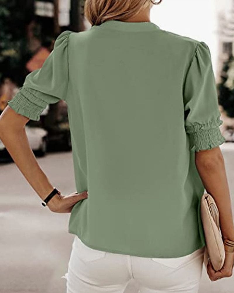 Ada - V-Neck Short Sleeve Blouse