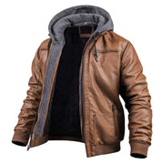 Payton - Leather Jacket with Hood for men