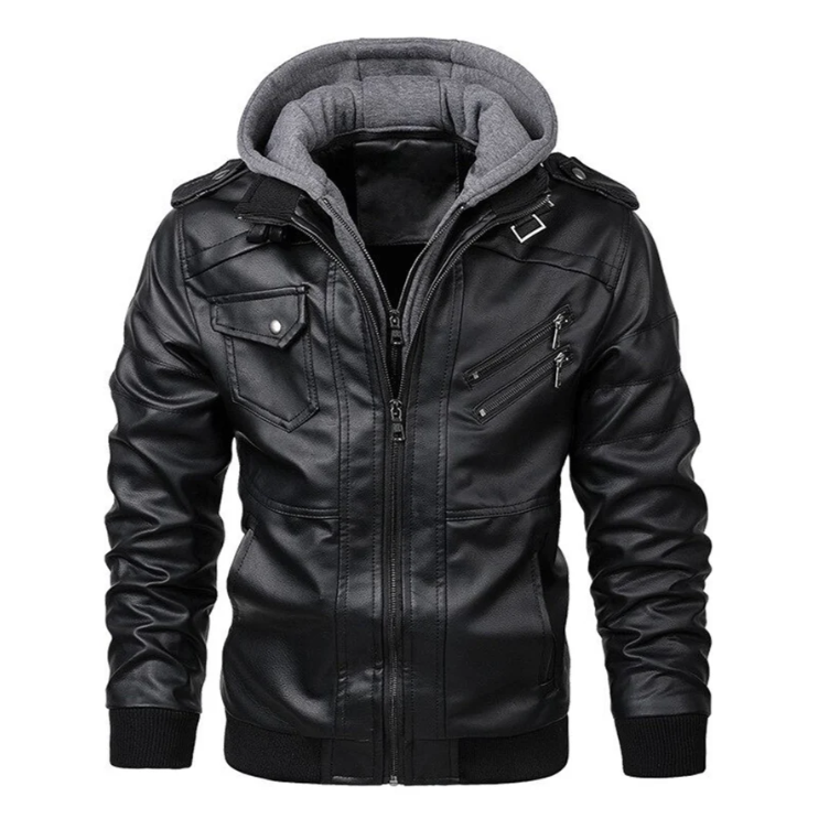 Jackson - Men's fashionable leather jacket with hood