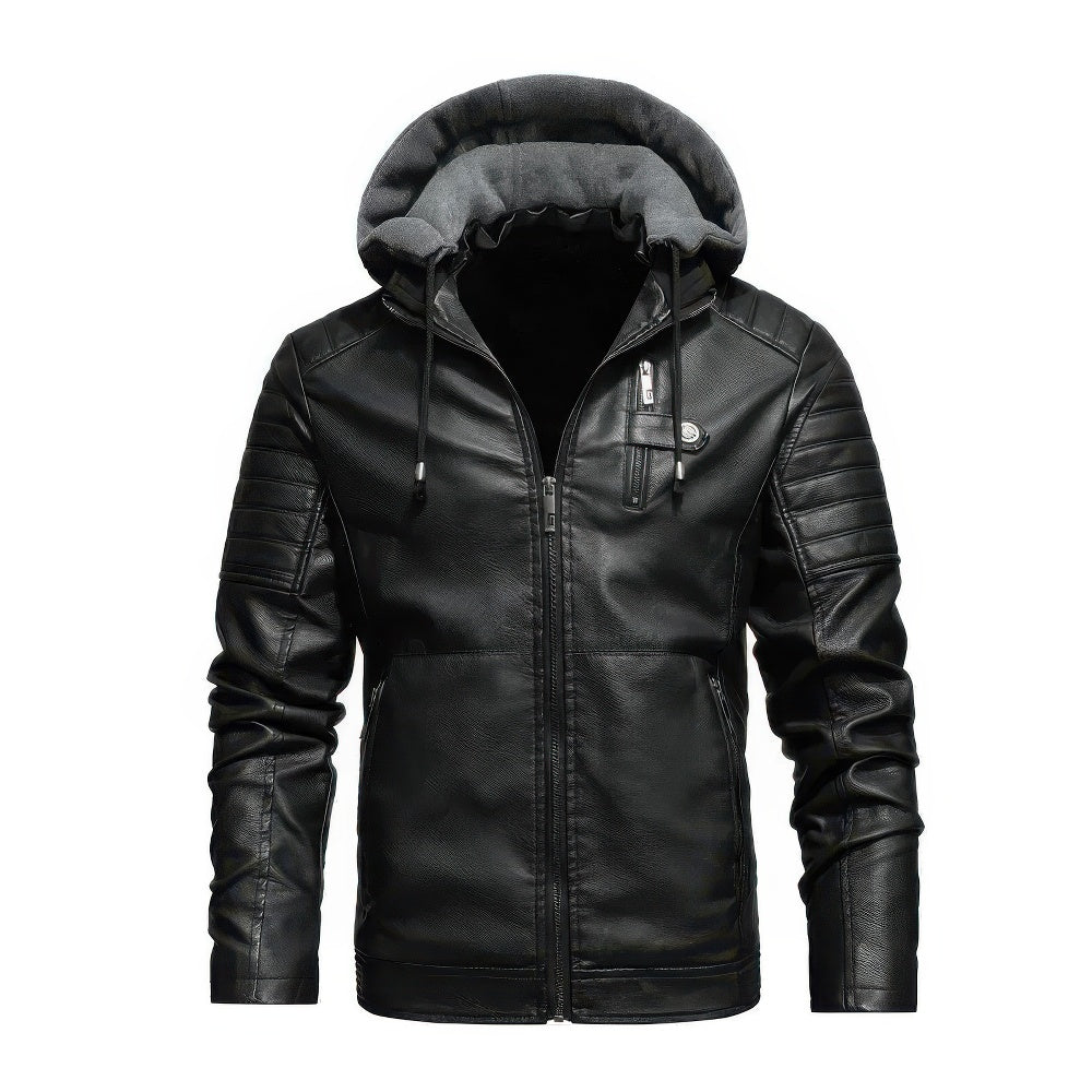 Alden - Winter Coat with Hooded Leather for Men