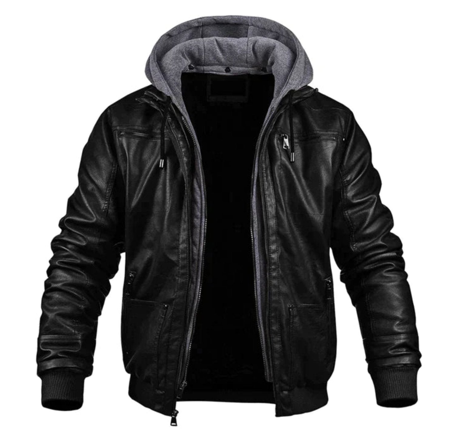 Payton - Leather Jacket with Hood for men