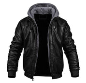 Payton - Leather Jacket with Hood for men