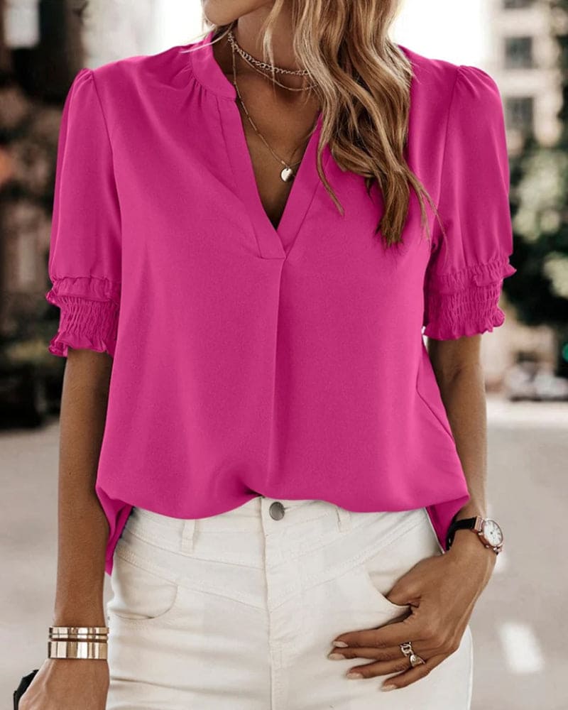 Ada - V-Neck Short Sleeve Blouse