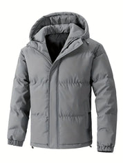 Kaj -  Men's Solid Puffer Coat With Pockets