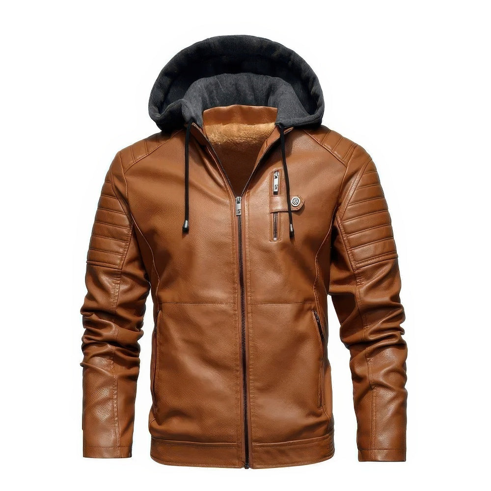 Alden - Winter Coat with Hooded Leather for Men