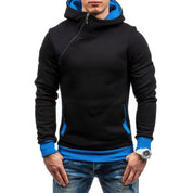 Micah - Men's Narrow Sweater Hoodie with Diagonal Zipper