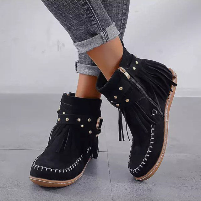 Renske - Vintage Warm Boots with Fringes