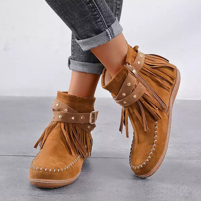 Renske - Vintage Warm Boots with Fringes