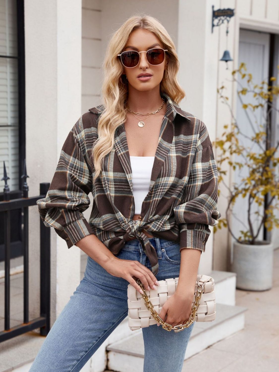 Stephanie - Long-sleeved checkered shirt