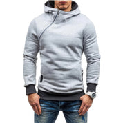 Micah - Men's Narrow Sweater Hoodie with Diagonal Zipper