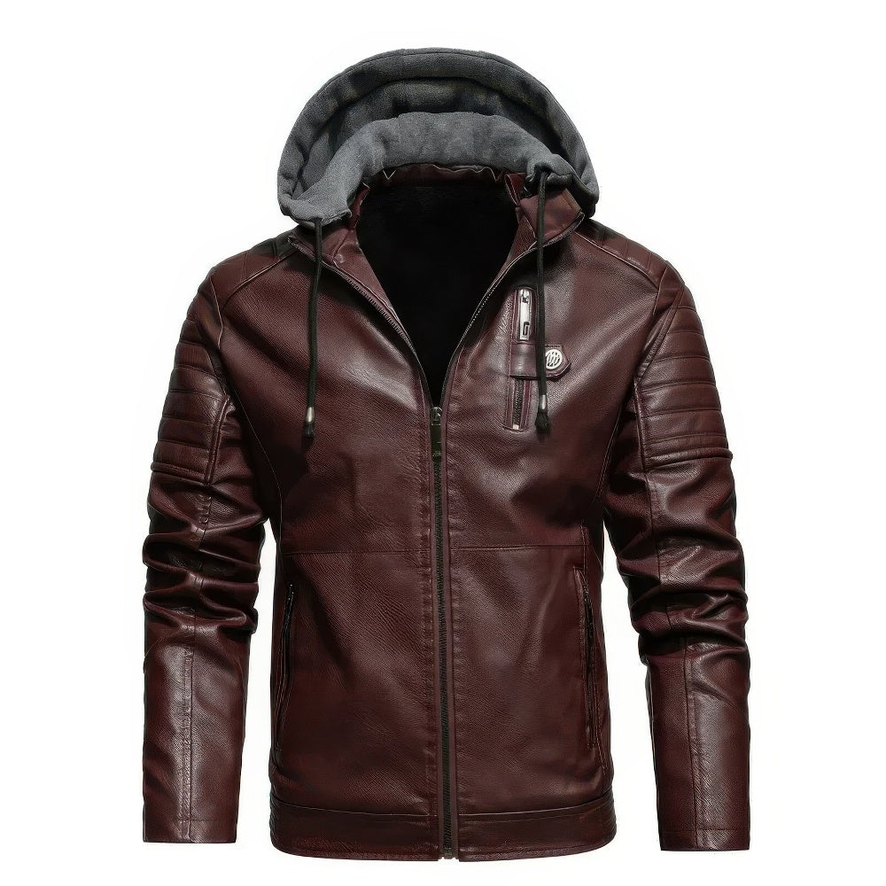 Alden - Winter Coat with Hooded Leather for Men