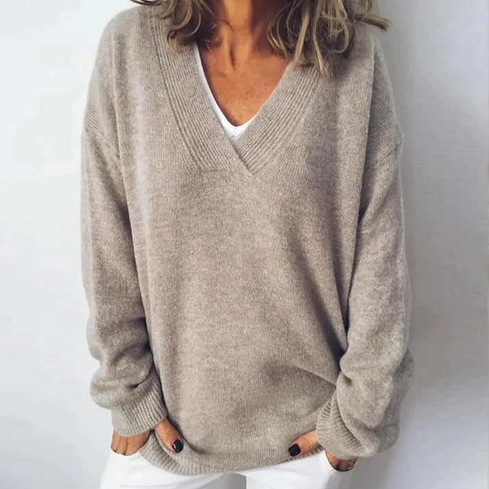 Noor - Women's V-Neck Cashmere Sweater