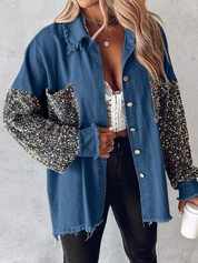 Della - Contrasting denim jacket with sequins