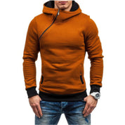 Micah - Men's Narrow Sweater Hoodie with Diagonal Zipper