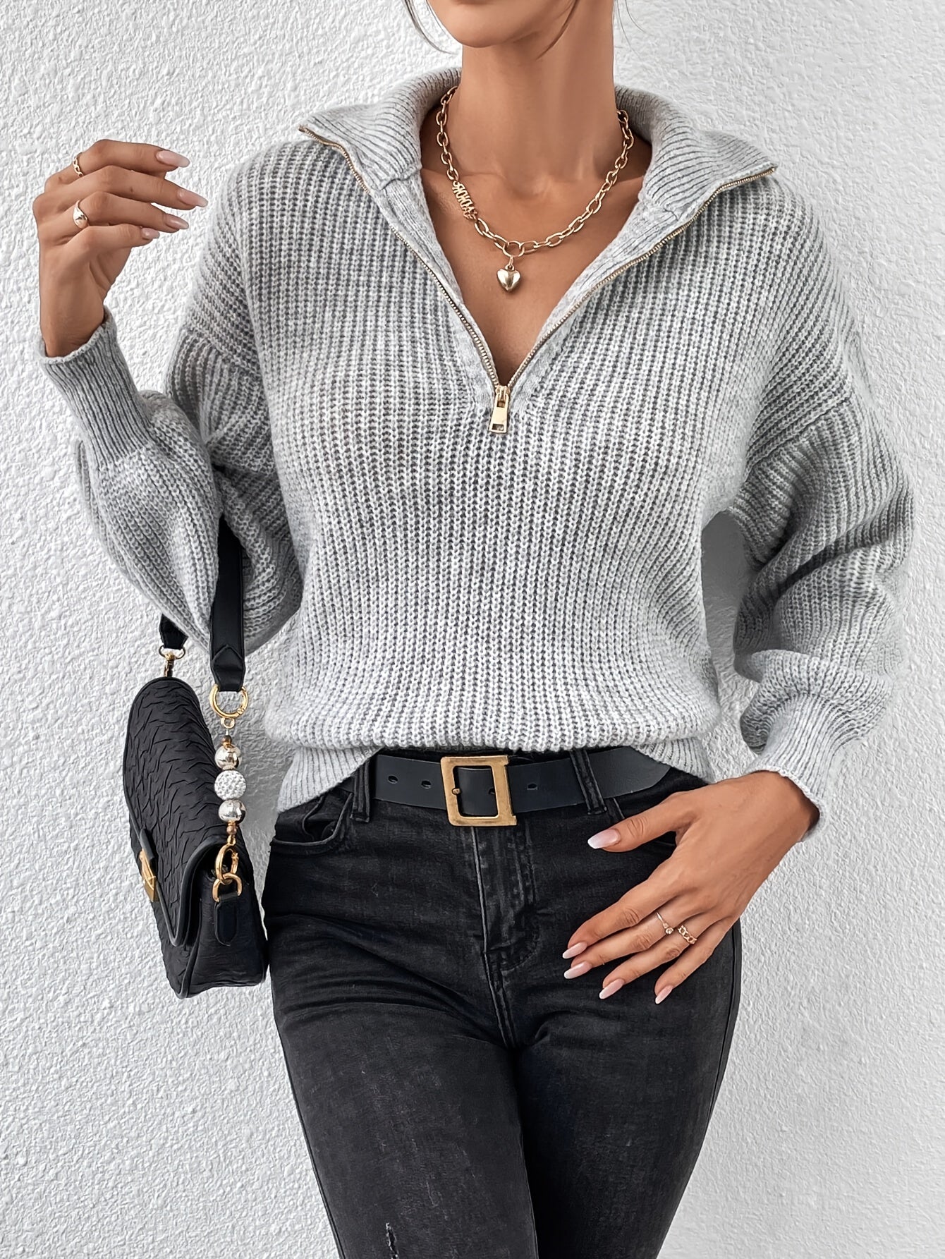 Hannah - Casual sweater with zipper for women