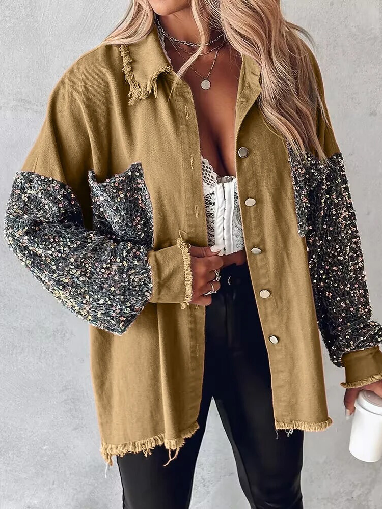 Della - Contrasting denim jacket with sequins