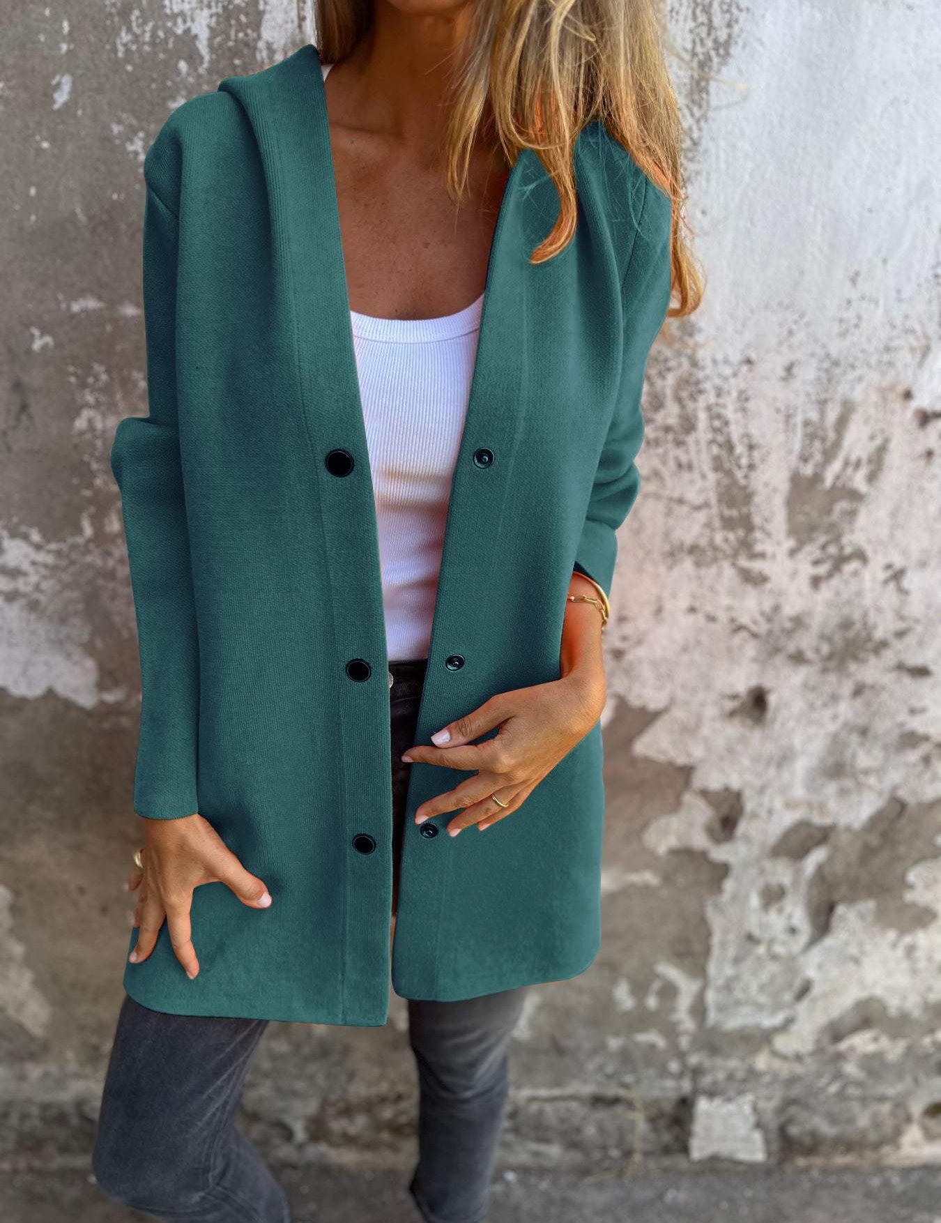 Valentina - Casual single-breasted hooded blazer