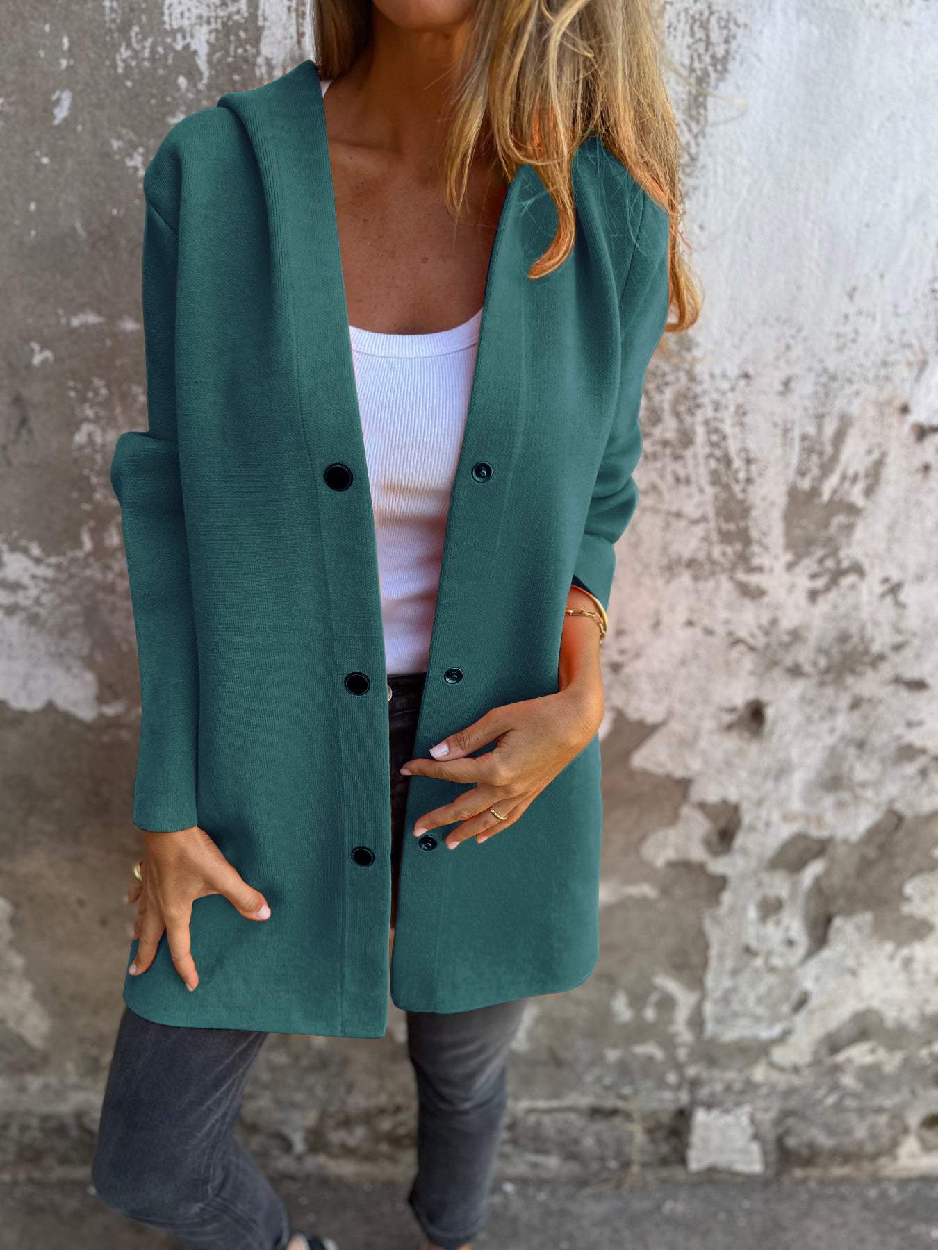 Valentina - Casual single-breasted hooded blazer