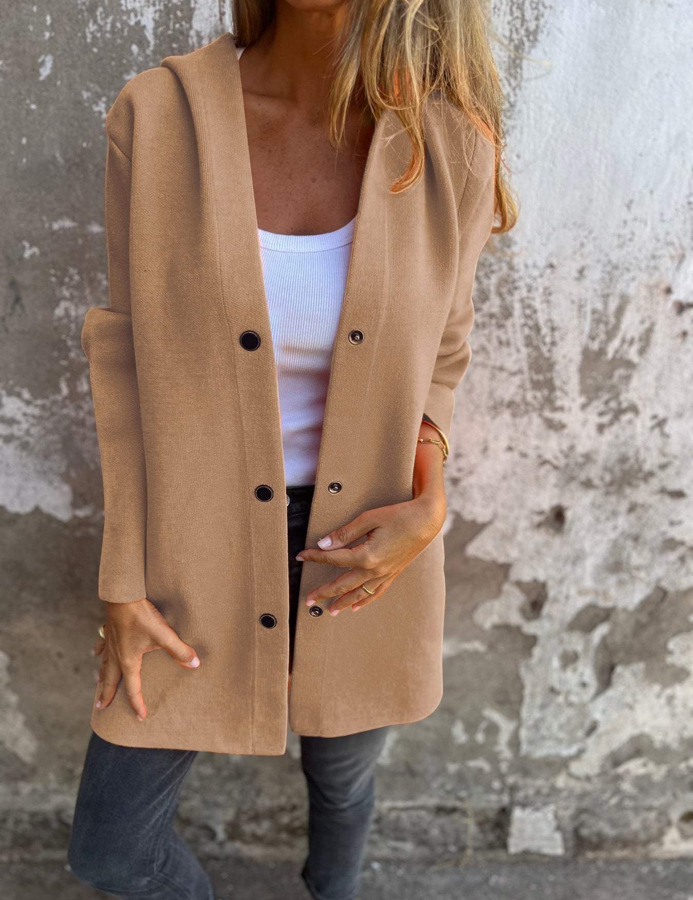 Valentina - Casual single-breasted hooded blazer