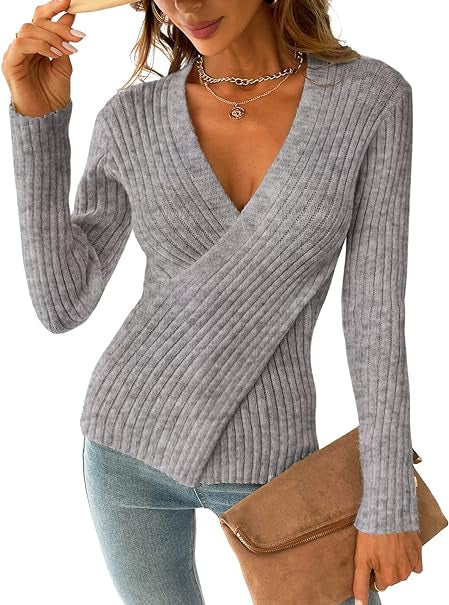 Khloe - Ribbed sweater with wrap look