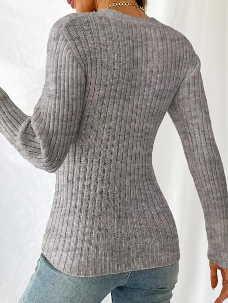 Khloe - Ribbed sweater with wrap look