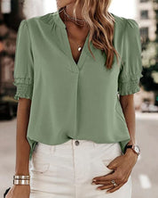 Ada - V-Neck Short Sleeve Blouse