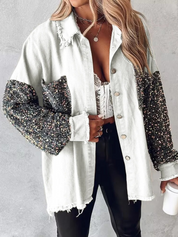 Della - Contrasting denim jacket with sequins