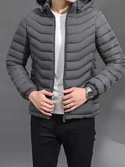 Bob -  Men's Zip Up Long Sleeve Warm Hooded Quilted Jacket