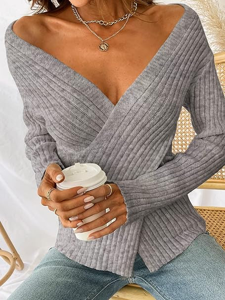 Khloe - Ribbed sweater with wrap look