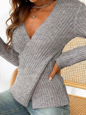 Khloe - Ribbed sweater with wrap look