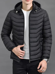 Bob -  Men's Zip Up Long Sleeve Warm Hooded Quilted Jacket