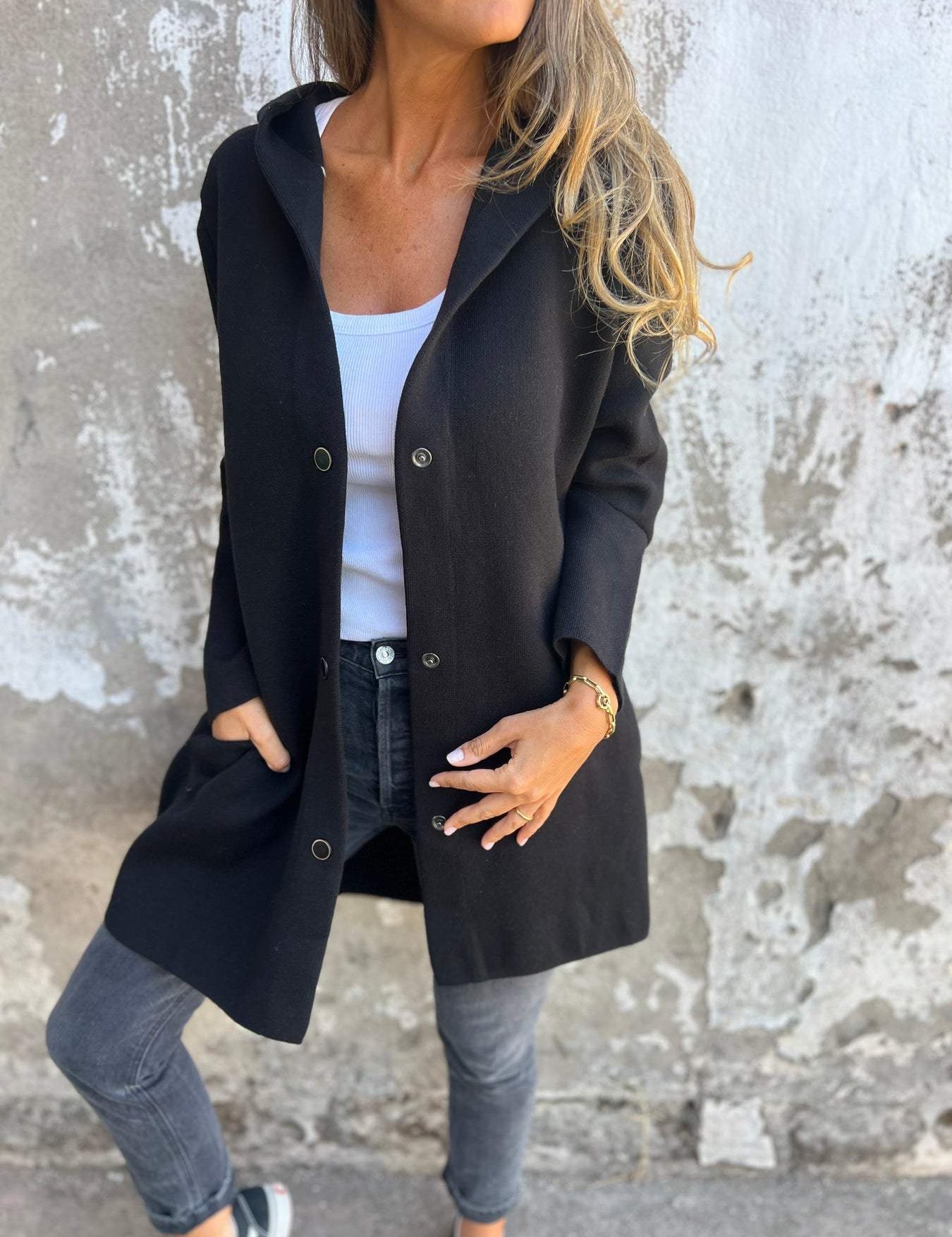 Valentina - Casual single-breasted hooded blazer