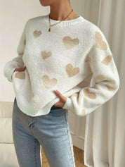 Mia - Women's Casual Knitted Sweater with Hearts