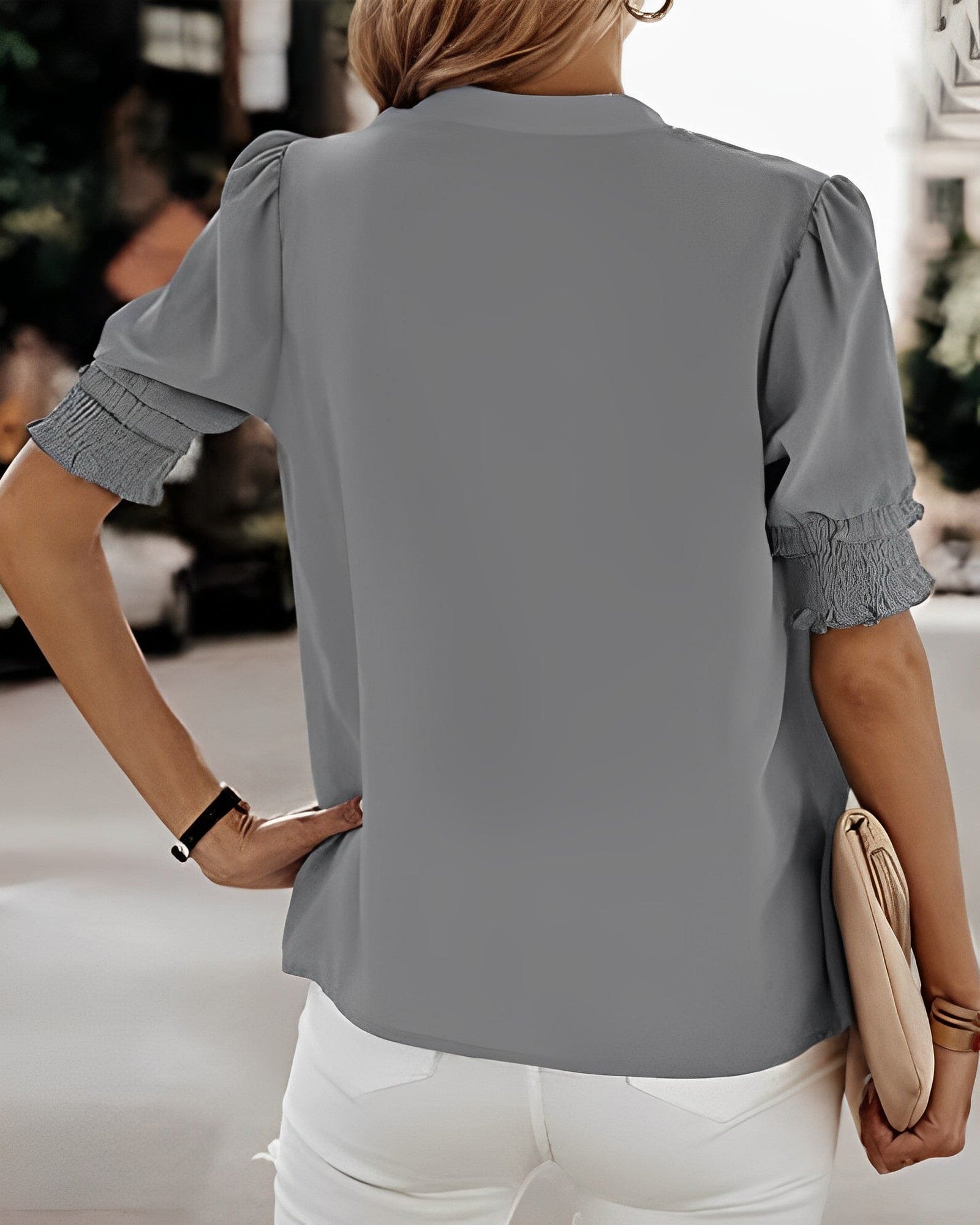 Ada - V-Neck Short Sleeve Blouse