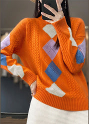 Aleena - Orange Bohemian Roll-Neck Sweater