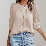 Armani - Pleated women's blouse with puff sleeves