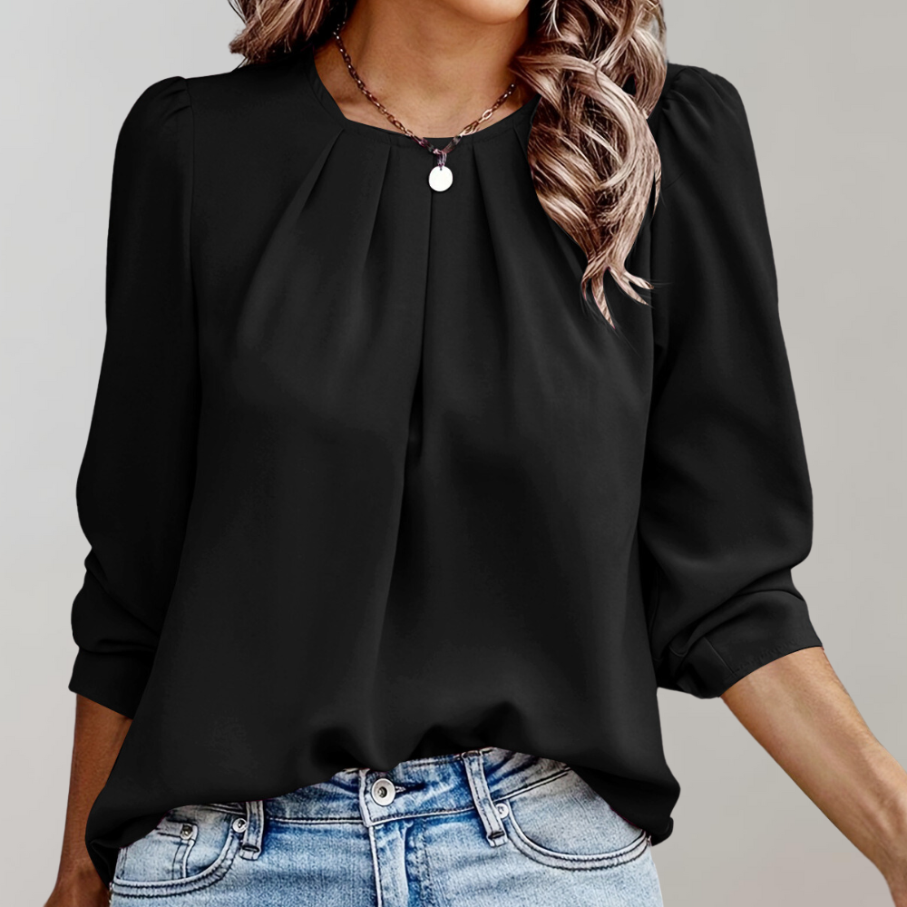 Armani - Pleated women's blouse with puff sleeves