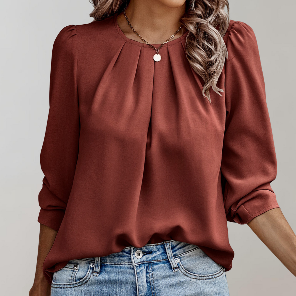 Armani - Pleated women's blouse with puff sleeves