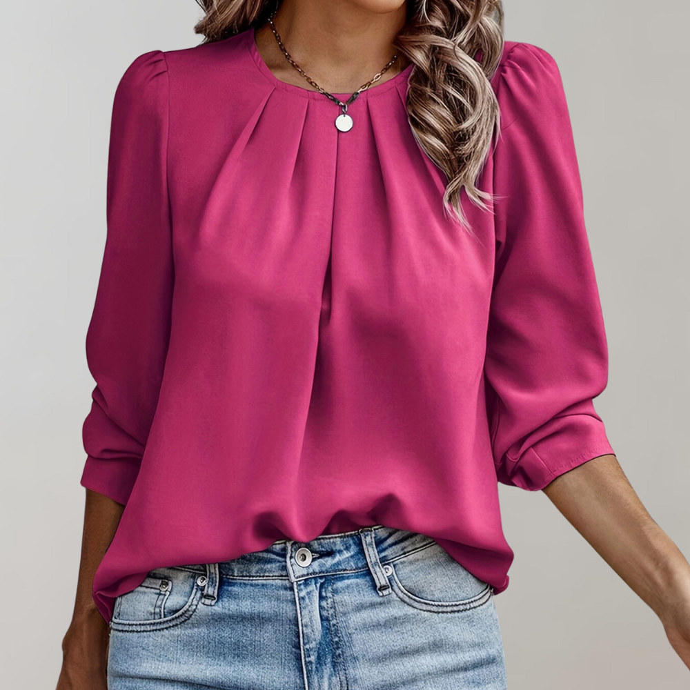 Armani - Pleated women's blouse with puff sleeves