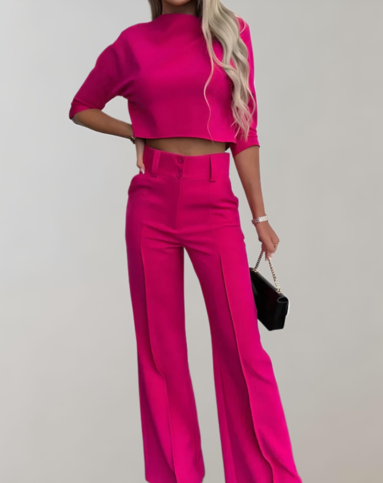 Skyler - Two Piece Set with Short Sleeve Top and Wide Leg Pants