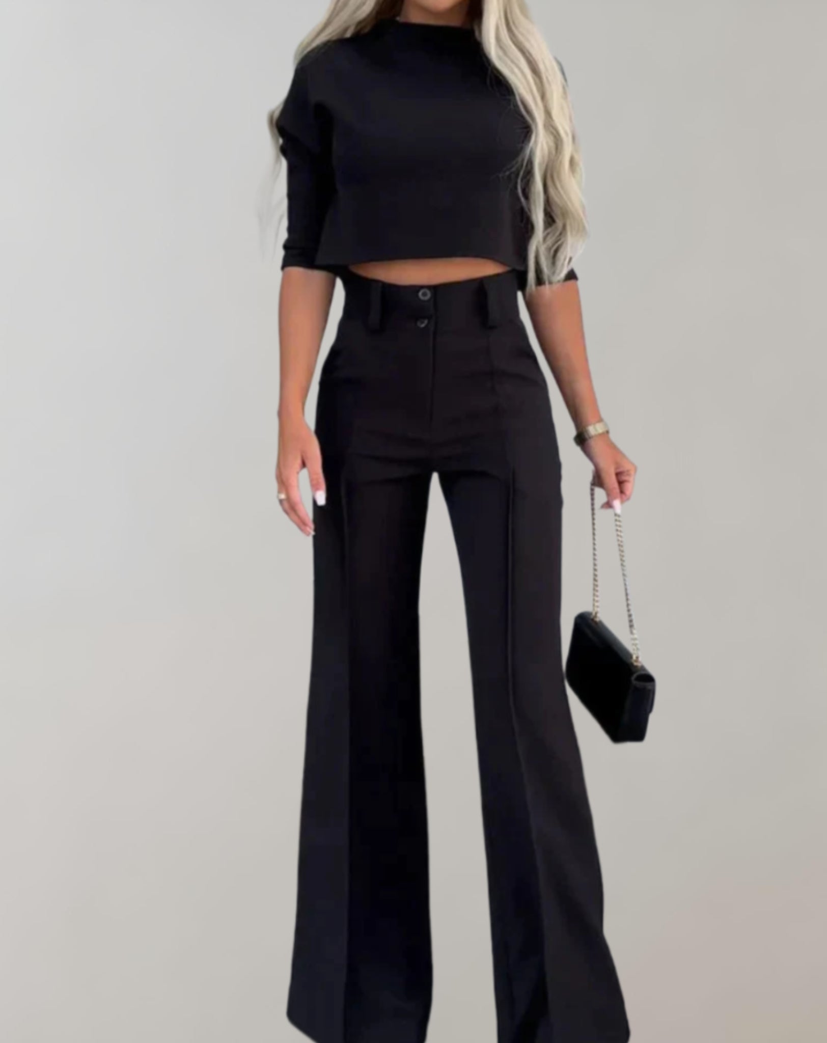 Skyler - Two Piece Set with Short Sleeve Top and Wide Leg Pants