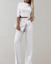 Skyler - Two Piece Set with Short Sleeve Top and Wide Leg Pants