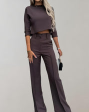 Skyler - Two Piece Set with Short Sleeve Top and Wide Leg Pants