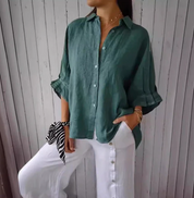 Arleth - Button-fastened cotton-linen blouse