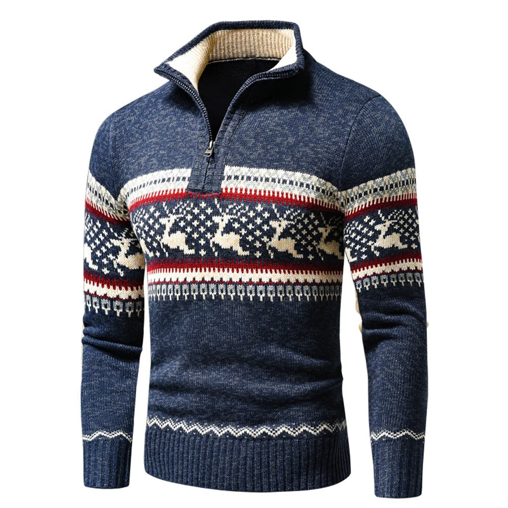 Kaysen - Warm Christmas Sweater for Men with V-neck and Zip