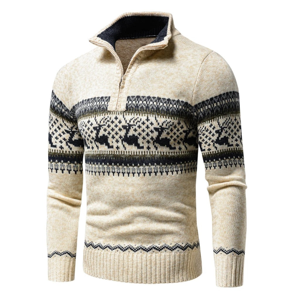 Kaysen - Warm Christmas Sweater for Men with V-neck and Zip